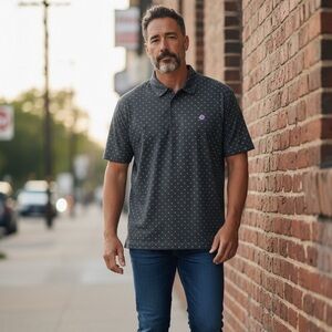 Peter MillarDot Crown Crafted Polo micro print shirt with signature logo xxlg